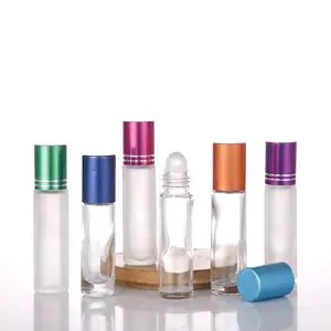 Custom 10ml Frosted Clear Roll On Empty Cosmetic Dropper Essential Oil Perfume Glass Bottle Wholesale Supplier