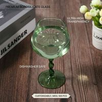 Verre à pied en spirale français, service OEM ODM, marque privée, élégant récipient pour vin, cocktail, banquet, vente en gros, tasse en borosilicate