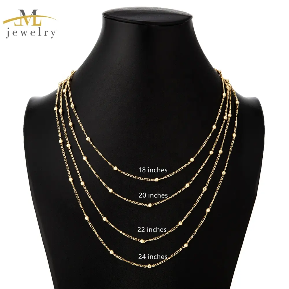 JML Ladies Minimalist 14 Karat Goldkette Großhandel Halskette Vergoldete Perlenkette trüben freien Schmuck