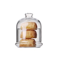 Cloche en verre soufflé transparent avec base noire pour décoration de maison, cadeau, mariage, art populaire, cloche en verre à fleurs