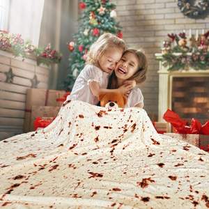 Couverture Polaire Tricotée Imprimée Super Douce en Flanelle, Motif Taco, 290 GSM, Double Face, Drôle et Réaliste, Couverture de Lit Beige Tortilla - Product Image 4