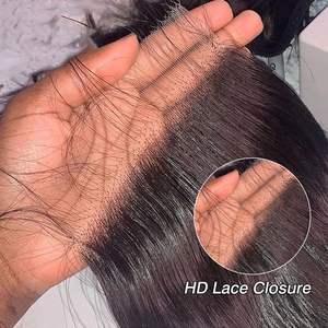 Letsfly Vente en gros de frontals en dentelle, cuticules alignées, frontal transparent HD 13x4, fermeture en dentelle suisse 4x4 HD, cheveux humains - Product Image 1