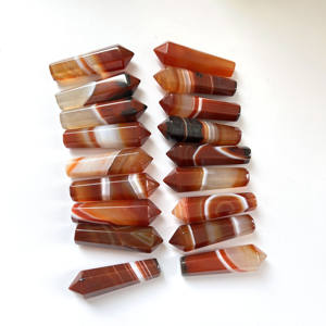 Nova chegada cristal natural mini torre listrado vermelho branco carneiro agate mini prisão hexagonal - Product Image 3