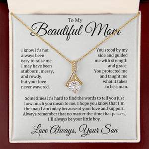 Collier Pendentif Goutte d'Eau Classique en Cuivre « Ma Belle Maman » avec Carte Texte Personnalisée – Cadeau d'Appréciation Fils-Maman pour la Fête des Mères et Anniversaire - Product Image 3