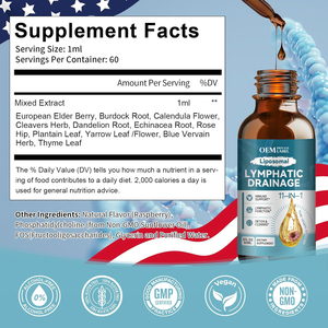 OEM Drenagem linfática gotas suplementos com equinácea, sabugueiro, cleavers erva, bardana, calêndula suporte do sistema linfático Cleanse - Product Image 2