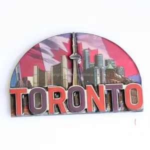 Ingrosso logo personalizzato stampato Toronto Canada souvenir mdf legno magneti frigo