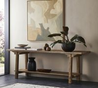 Console en bois rustique de luxe antique, table murale longue et étroite pour salon, meuble rétro pour couloir