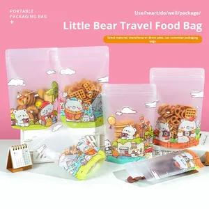 Sacs en Mylar personnalisés, mignons et <span class=keywords><strong>de</strong></span> style dessin animé, pour enfants, pour bonbons et collations, refermables avec fermeture éclair, pochette debout avec fenêtre, personnalisable - Product Image 4