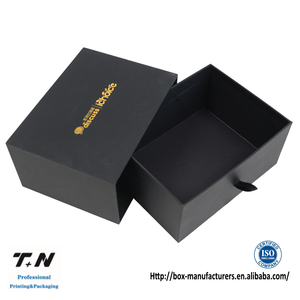 Custom Luxury <b>Gift</b> <b>Box</b> with UV Coating Sponge Lining Gold Foil Logo <b>Black</b> Slide Open Drawer Match - Product Image 4