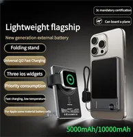 Batterie externe magnétique en métal 9 mm 10000 mAh Type-C ultra-mince 20 W avec charge rapide sans fil et support d'affichage numérique pour iPhone/iWatch
