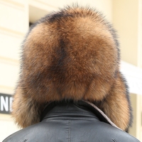 Gorro Ushanka de invierno para hombre, de piel de mapache, grueso, para personas mayores, gorro de invierno de piel completa estilo Overlord del noreste.
