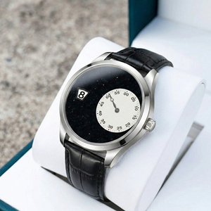 Reloj de Pulsera Minimalista con Movimiento Automático de Horas Saltantes, Esfera de Aventurina, Correa de Cuero, Fabricante OEM con Logotipo Personalizable - Product Image 1