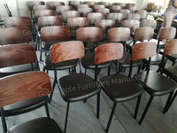 Chaises de salle à manger en bois avec cadre noir mat moderne, empilables, meubles de salle à manger
