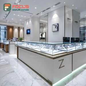 Minimalist Jewelry Store Display Furniture Wood Frame Mall Counter Glass Showcase - Product Image 2