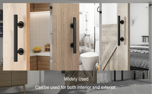 Poignée de porte de grange carrée WEKIS en acier noir moderne pour porte de garage, abri, cuisine, placard, atelier, appartement - Product Image 6