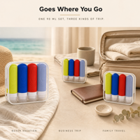 Accessoires de voyage personnalisés à marque privée, ensemble de sacs de voyage, ensemble de bouteilles de voyage en silicone pour les voyages d'affaires, équipement de camping