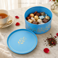Caja Redonda de Hojalata Personalizada, Envase de Hojalata de Grado Alimenticio, Empaque Metálico con Borde Enrollado para Almacenamiento de Chocolate, Dulces, Té y Regalos