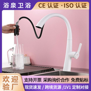Modern Single Handle Pull Out <b>Spray</b> Kitchen Faucet Deck <b>Mounted</b> Ceramic Valve Core 1.0-1.9gal/m YQ3040F - Product Image 5