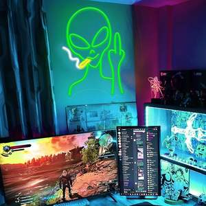Letrero LED de Neón con Diseño de Extraterrestre Verde, Personalizable para Decoración de Pared, Regulable, para Dormitorio, Sala de Juegos, Hogar, Bar, Centro Comercial - Product Image 2