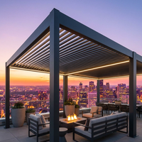 Nouvelle conception Lcy Lcy0001 Pergola bioclimatique en aluminium avec toit à lames orientables, gazebo imperméable, lumières LED à intensité variable, stores motorisés