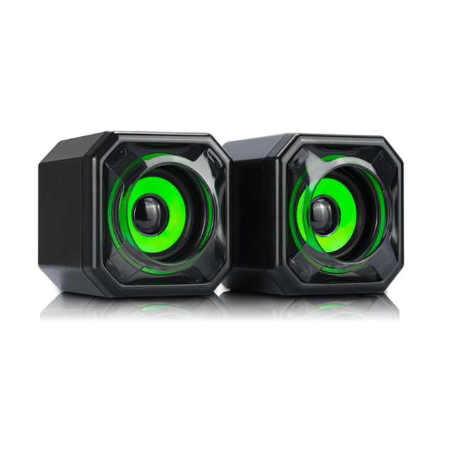 Green & Orange Eye RGB Gaming Speakers - 10W USB-Powered Desktop Sound System for PC, Laptop, Gamer Setup with Dynamic Lighting