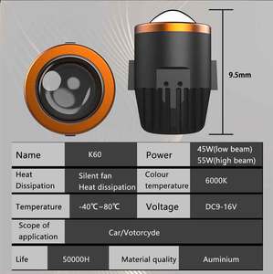 K60 2.0นิ้ว6000K ชิป90000LM 3570ไฟ LED กันน้ำได้หลอดไฟตัดหมอกไฟหน้าแบบคู่ - Product Image 3