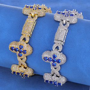 Cross-border European American Hip Hop Jewelry Cross Light Luxury High-end Zircon Men's <b>Bracelet</b> - Product Image 3