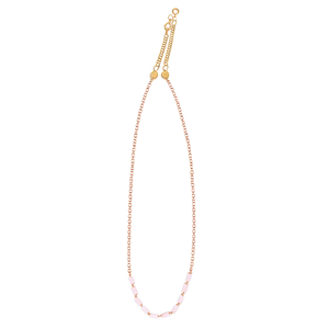 Fashion Beaded <b>Necklace</b> <b>Pink</b> Stone PVD Gold Plated 316L Stainless Steel Sustainable Resistant Long Chain Jewelry - Product Image 2