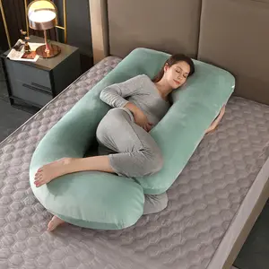 60 Inch Pregnancy Pillow With Removable Velvet Cover Side J Type Full-Body Pillow For Back Legs And Belly Support Comfortable