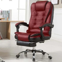 Chaises de bureau de direction ergonomiques confortables et luxueuses, pivotantes, en cuir PU, avec base en acier inoxydable, réglables