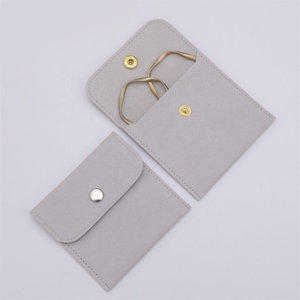 Grey Microfiber Jewelry Bag With Logo , Personalized Velvet Jewelry Packing Bags Necklace,Bracelet,Ring Pouch - Product Image 2