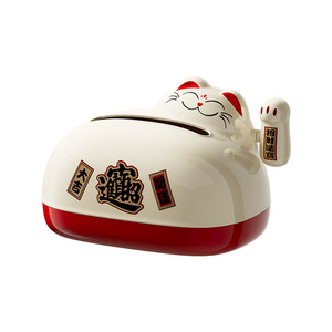 กล่องกระดาษทิชชู่ลัคกี้แคทแบบหมุนมือสำหรับวางบนโต๊ะหน้าร้าน ดีไซน์กันน้ำ - Product Image 1