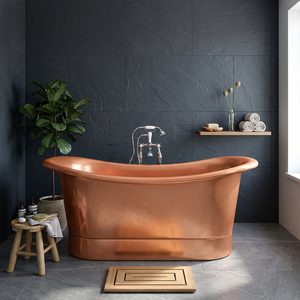 Baignoire ovale autoportante en cuivre antique moderne faite à la main pour adultes - Artisanat indien pour la maison - Product Image 1