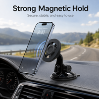 Support de téléphone magnétique pour voiture à dissipation thermique, fixation ventouse pare-brise/tableau de bord, compatible MagSafe, hauteur réglable, longue portée