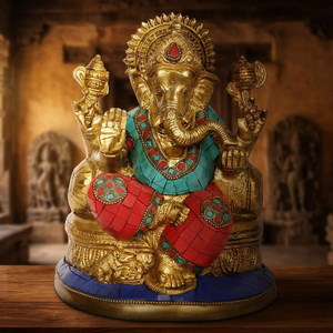 Ídolo de Ganesha Bhagwan de Latón Hecho a Mano, Estilo Art Deco y Vintage, Decoración Tradicional para el Hogar y la Oficina para Diwali - Product Image 5