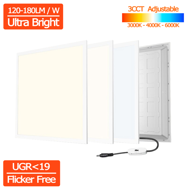 120-180lm/w Super Bright 3CCT Adjustable Backlight LED Panel Light 60x60 30x120 Ceiling Recessed Backlit LED Panel Light