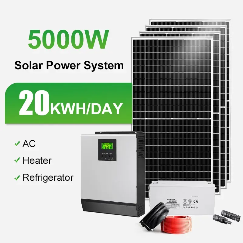 מערכת אנרגיה סולארית מותאמת אישית 3kw 5kw 10kw עם פאנלים סולאריים וסוללות לשימוש ביתי