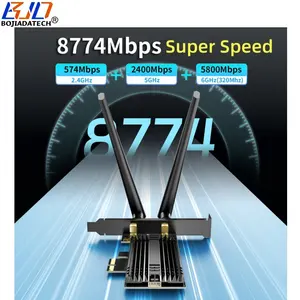 8774Mbps WIFI 7 BT5.4 MU-MIMO PCI-E X1 การ์ดเครือข่ายไร้สาย 2 เสาอากาศ BE200 2.4 Ghz 5 Ghz 6 Ghz 802.11ax 802.11ac