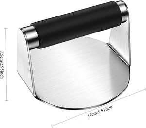 Presse à hamburger en acier inoxydable, presse à hamburger ronde, presse à hamburger avec poignée en silicone, vente chaude - Product Image 2