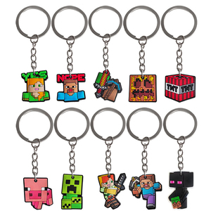 Porte-clés en caoutchouc souple, design mignon de mineur de dessin animé Minecrafts, personnalisable avec logo, pendentif pour sac à dos, cadeau - Product Image 1