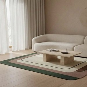 Modern Minimalist Layered Hand Tufted Border Area Rug Soft Neutral Geometric Carpet for Livingroom Bedroom Home Decor Accent Rug - Product Image 2