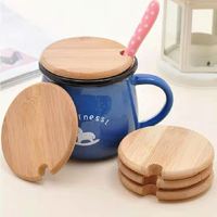 Lot de 100 tasses à café en bambou, couvercle en bois, logo sculpté, réutilisable, créatif