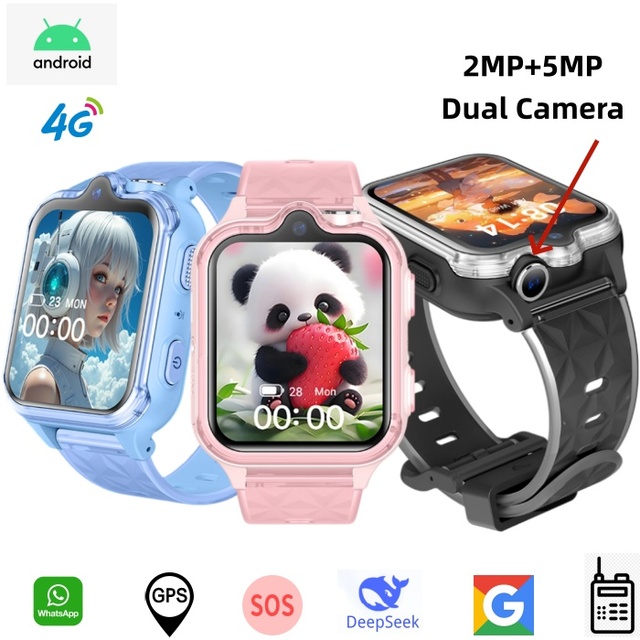 Android 4G Kids GPS Smart Watch with Sim Card Video Call Walkie Talkie Whatsapp 2+16GB SOS Waterproof Kids Watch with Vibration