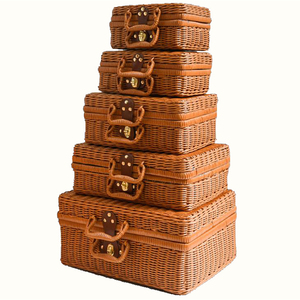 हैंडल ब्रेडेड आयताकार बड़ी क्षमता वाले रतन प्लास्टिक सूटकेस के साथ नई शैली का भंडारण - Product Image 3