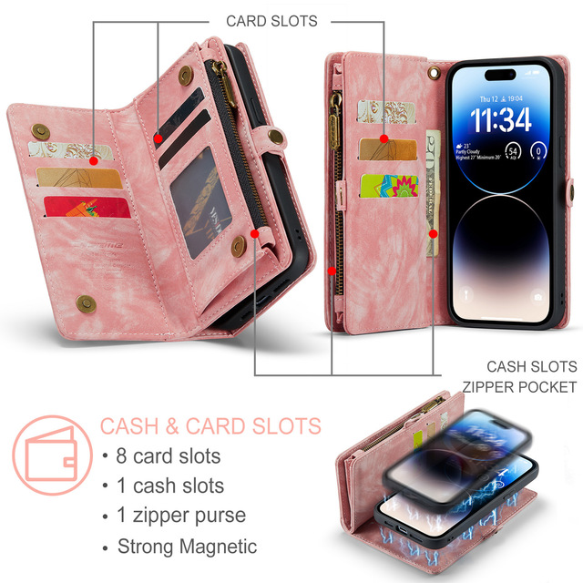 Business Magnetic Flip Cover for iPhone 17/17pro/17Air/17pro Max  - Shockproof Leather Wallet Case with Detachable Card