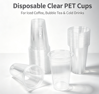 Gobelets jetables en PET avec couvercles en dôme pour bubble tea, café glacé à emporter