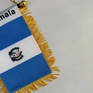 Custom Window Decoration Hanging Satin Laminated Double Printed Logo Countries Fringed Mini Car Rearview Mirror <b>Flags</b> - Product Image 5