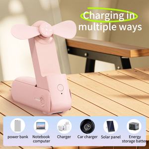 Ventilador de Mano Multifuncional, Mini Ventilador Portátil 3 en 1, Plegable, Sin Aspas, Recargable por USB, Eléctrico, Doméstico, Personal, Pequeño, de Bolsillo, para Viajes al Aire Libre - Product Image 2