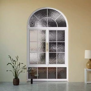 Ventanas francesas, correderas, retro, con arcos de hierro, abatibles, vidrio templado, tabiques decorativos de aluminio - Product Image 1