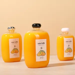 Botol Plastik Minuman Kopi, 250Ml 350Ml 500Ml PETG BPA Gratis Food Grade, Botol Kopi Minuman dengan Atas Jamur Kubah untuk Kopi Oranye